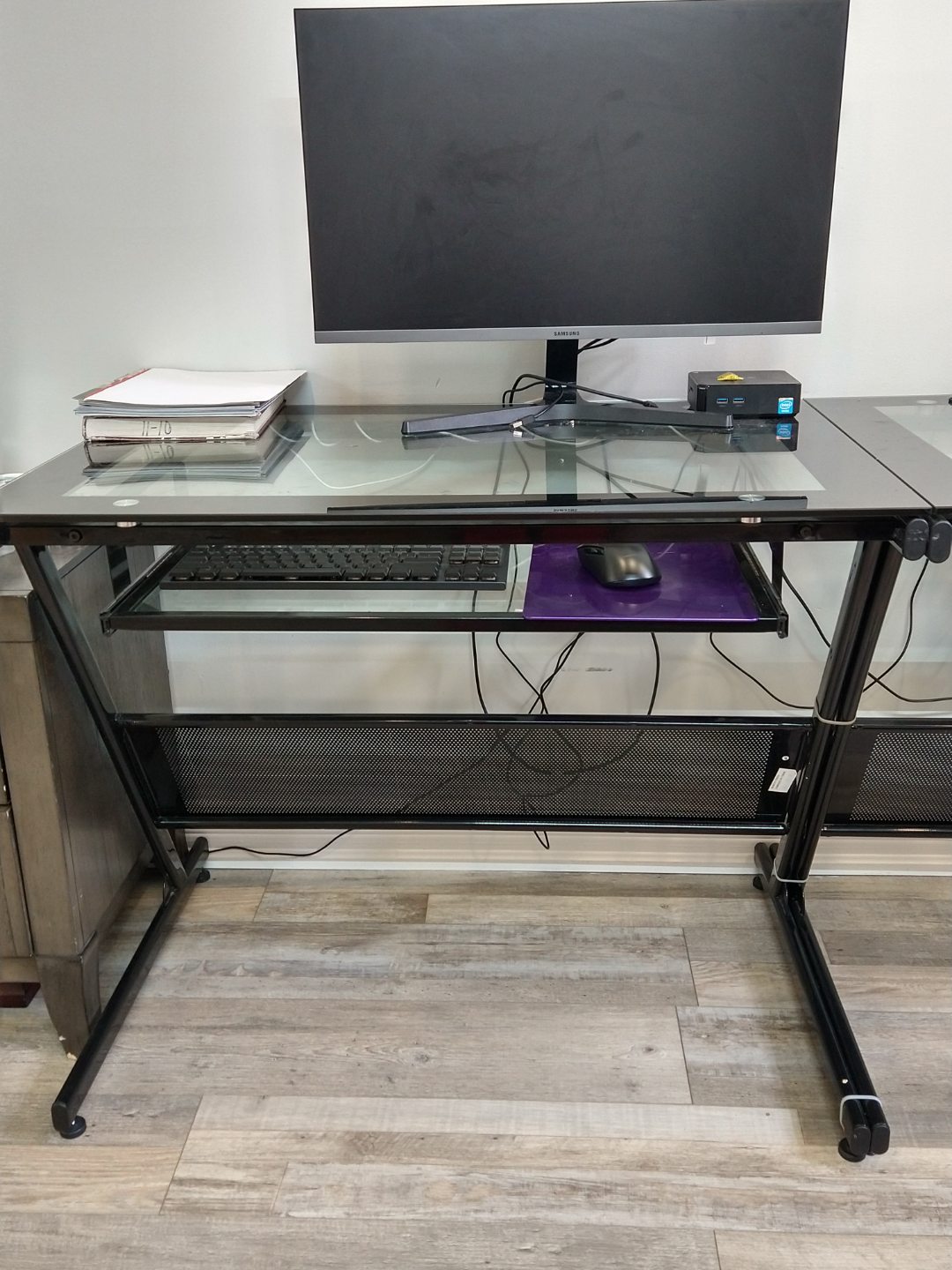 Glass Computer Desk with Metal Frame