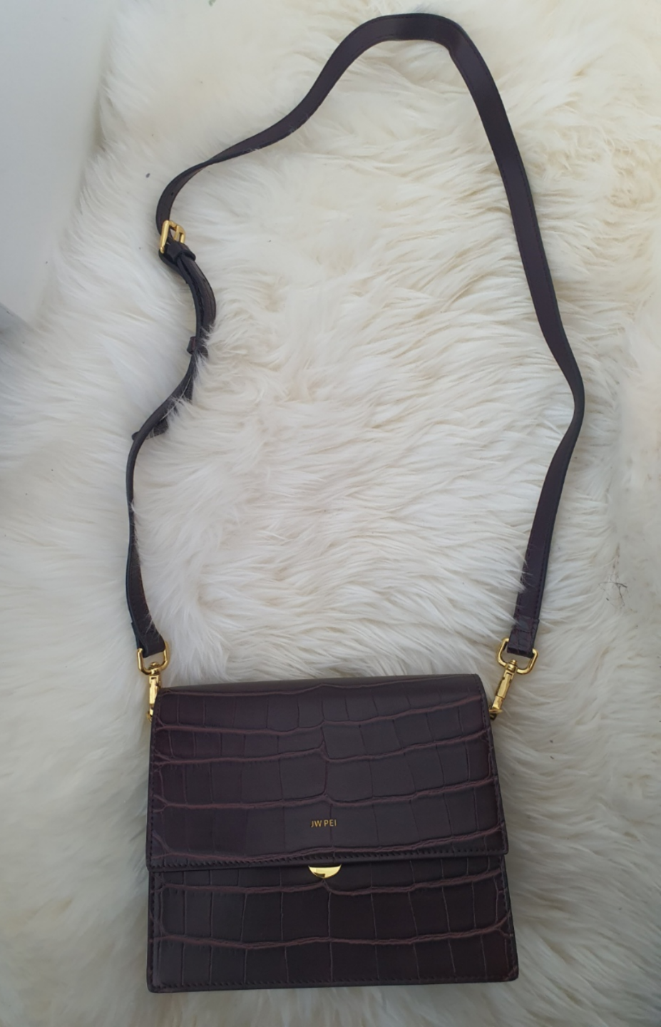 JW PEI Friday Croc-Embossed Leather Crossbody Bag - Burgundy - photo 5