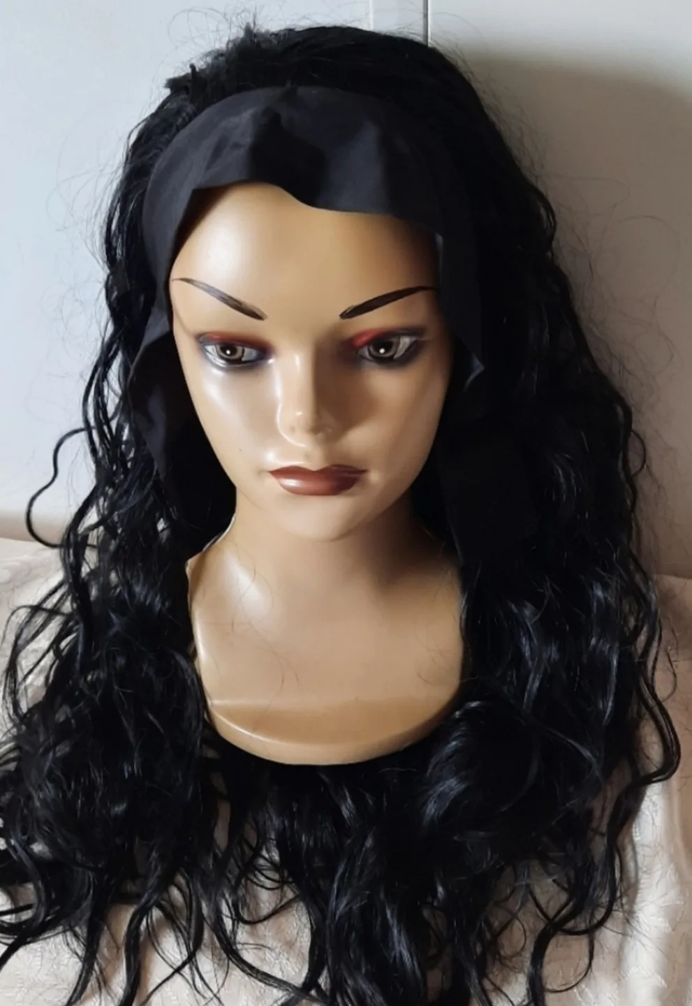 Black Curly Wig With Headband thumbnail