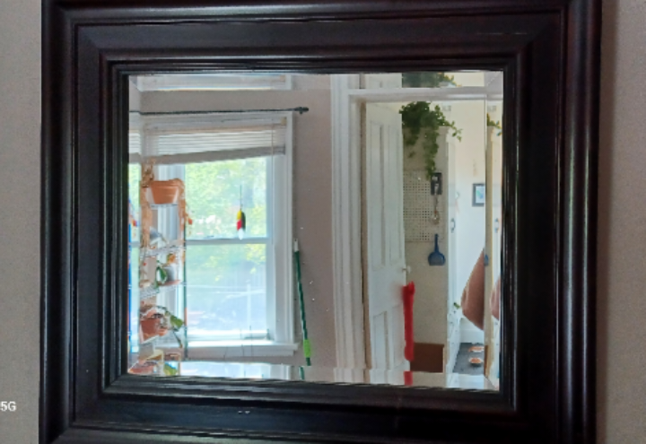 Dark brown framed mirror
