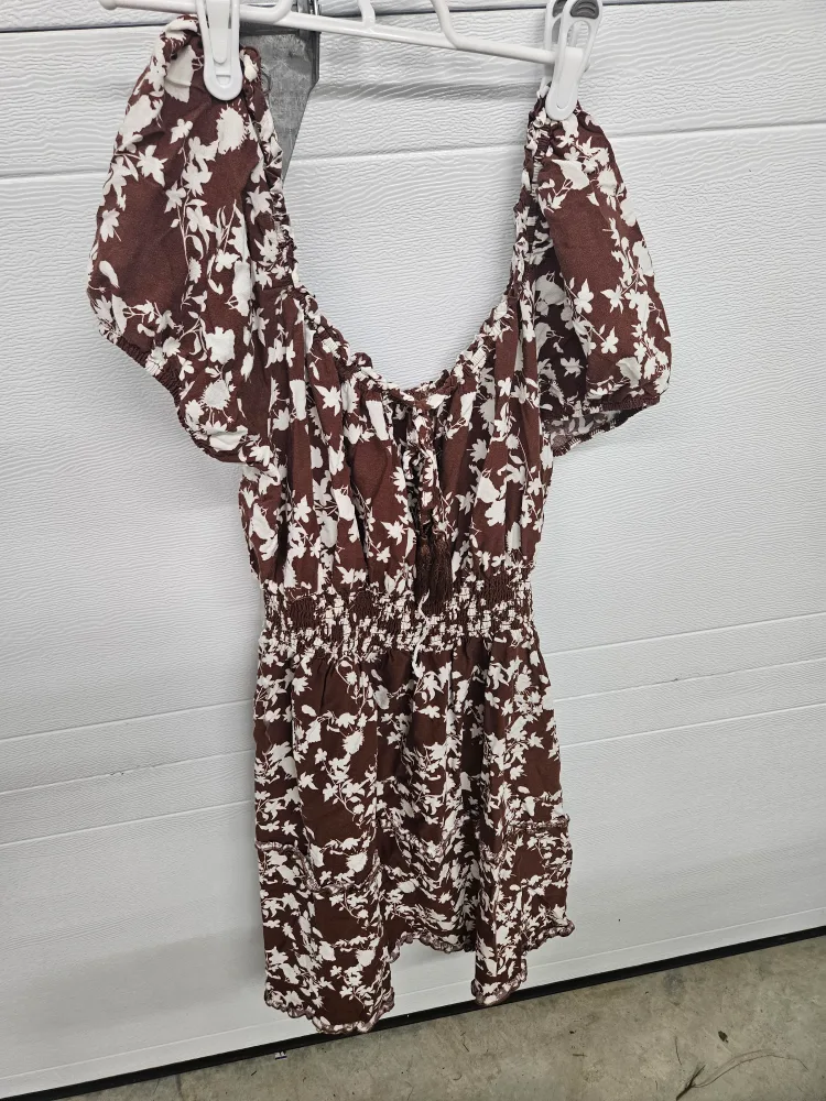 Lily Morgan Brown and White  Mini Dress - Size L/G thumbnail
