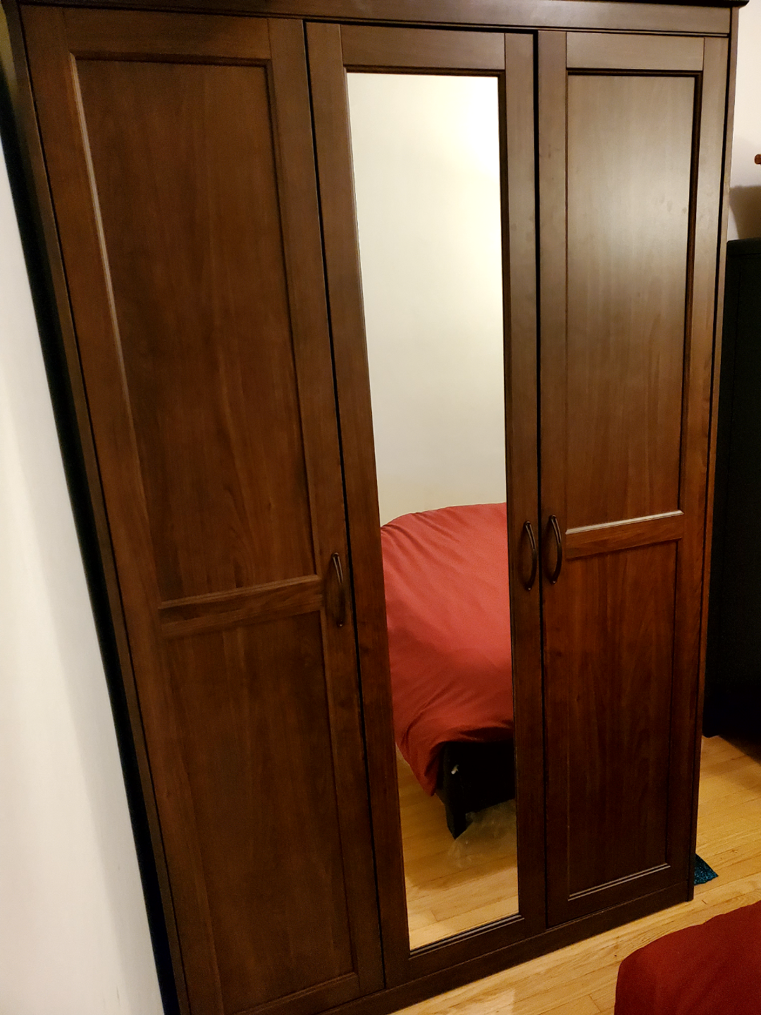 Solid Wood Armoire with Mirror