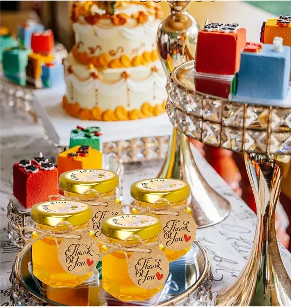 60pcs 1.5oz Glass Jars with Gold Lids, Stickers, Tags & Twine thumbnail