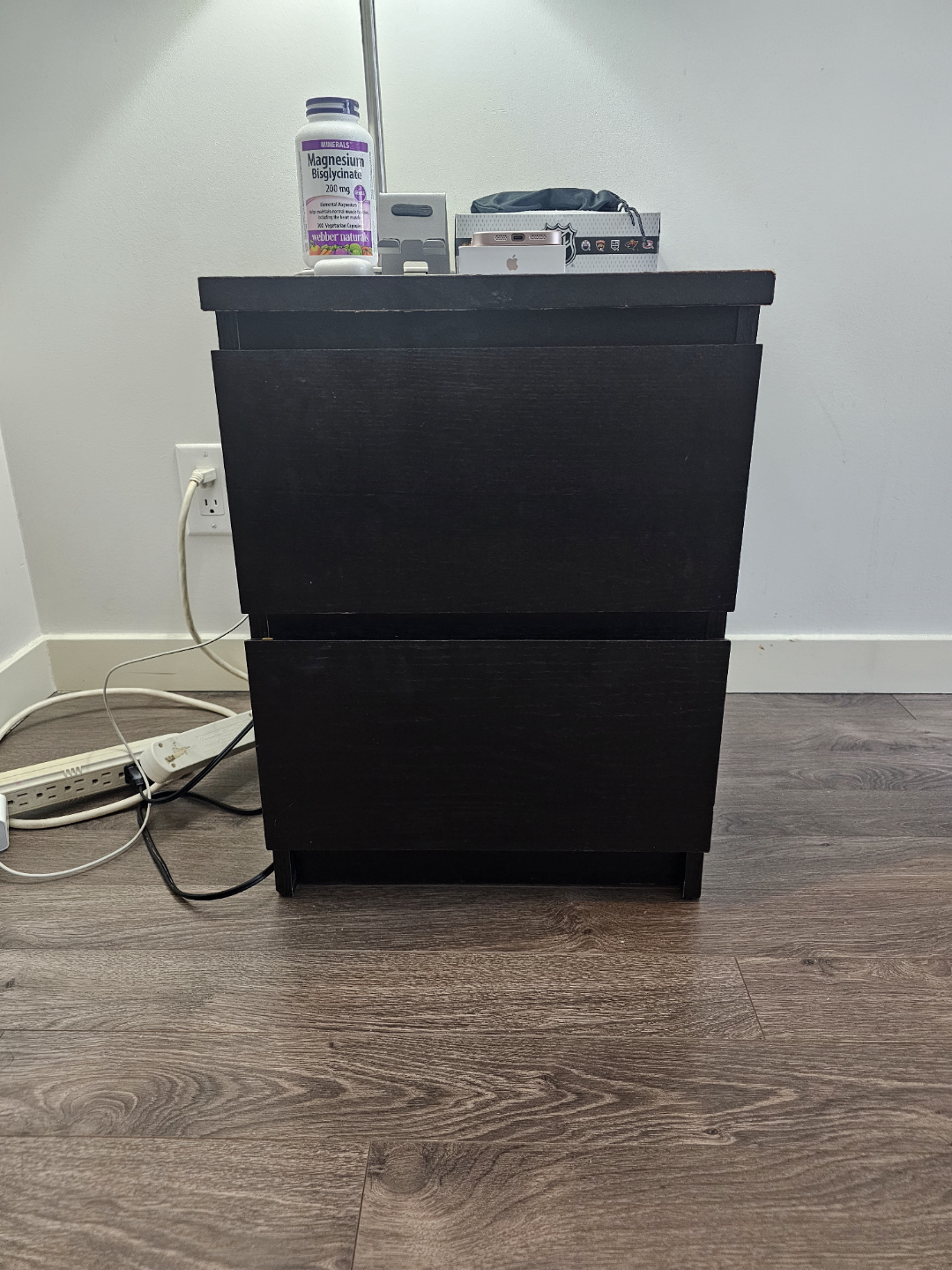 Black Two-Drawer Nightstand