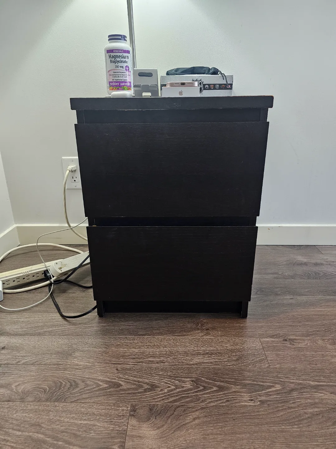 Black Two-Drawer Nightstand thumbnail