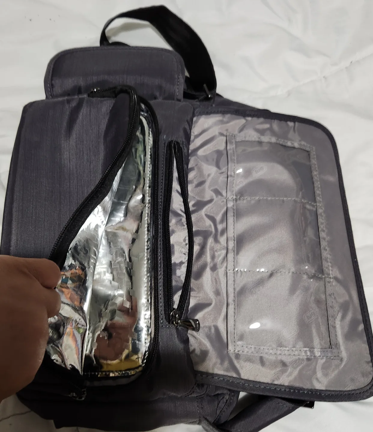 Lug crossbody bag, grey quilted image indicator(2)