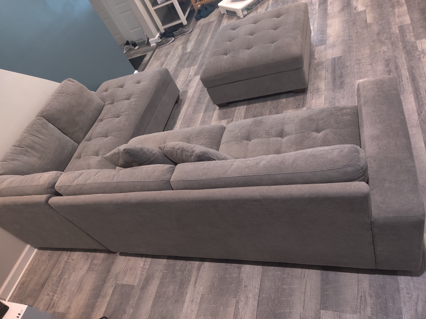 Gray Sectional Sofa with Ottoman - photo 3