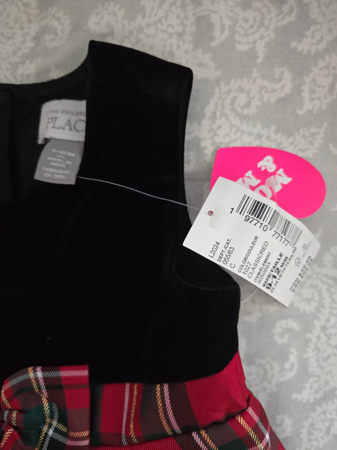 Baby Girl's Plaid Velvet Dress Size 12M image indicator(2)