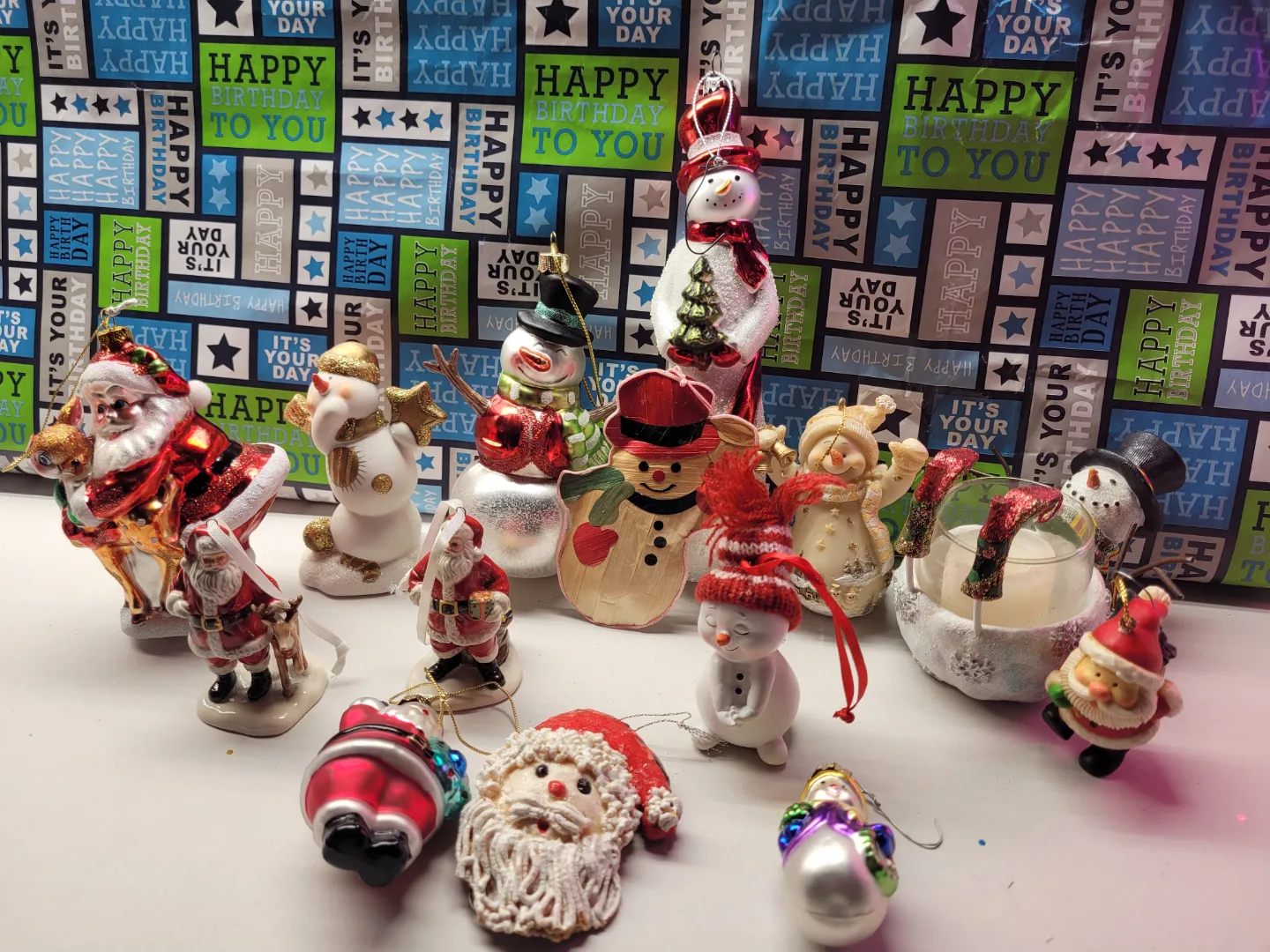 Santa and Snowman Christmas ornaments thumbnail