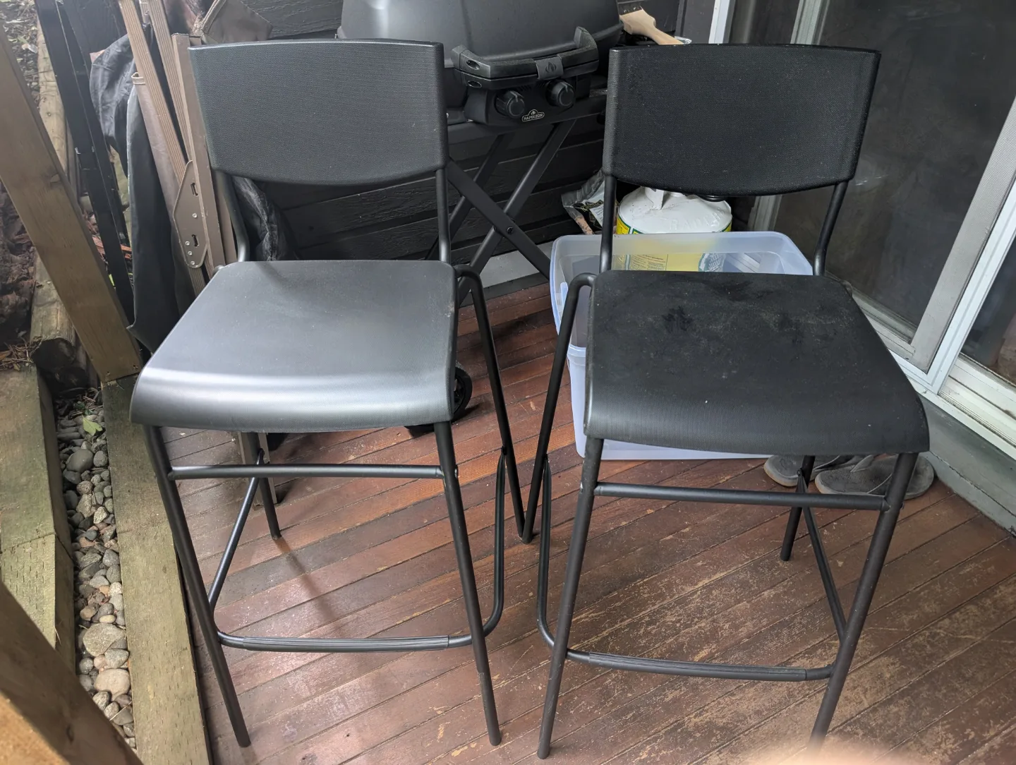 IKEA STIG Pair of Black Metal Bar Stools thumbnail