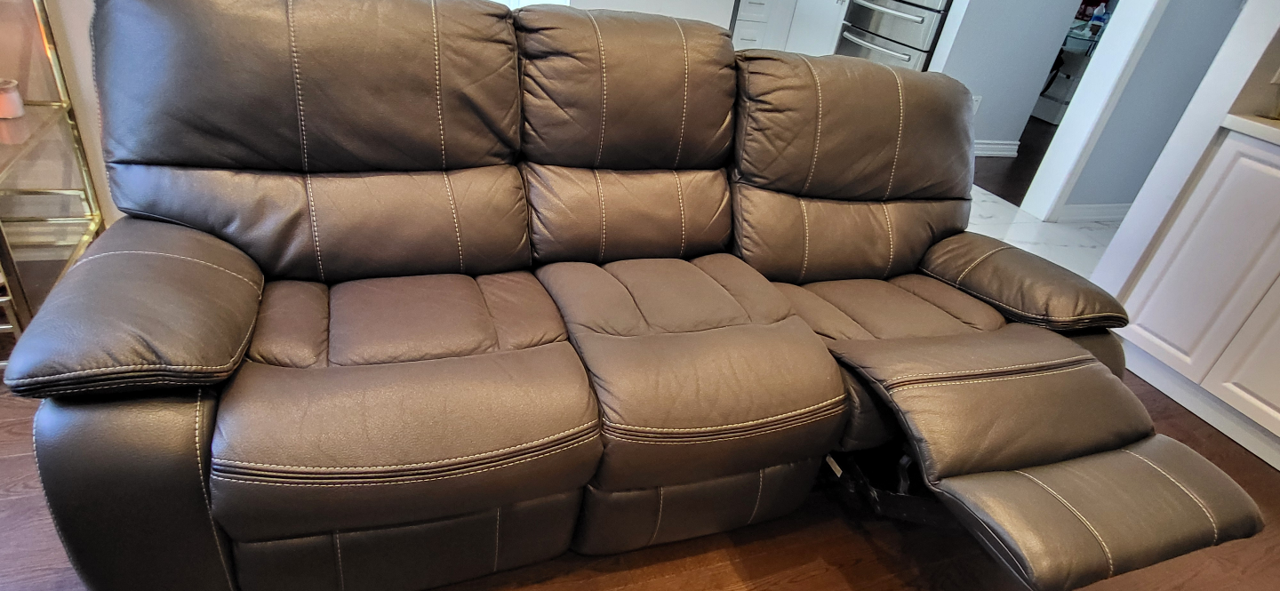 Black Leather Reclining Sofa - photo 2