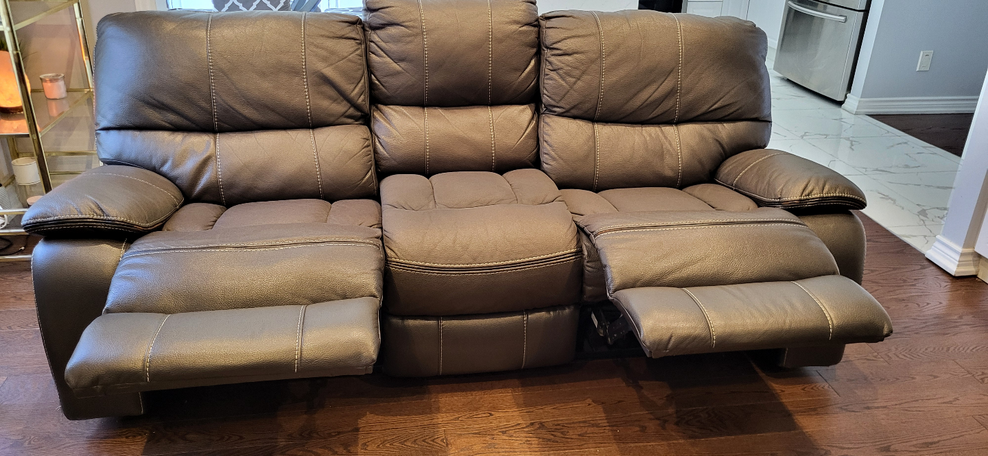 Black Leather Reclining Sofa - photo 3