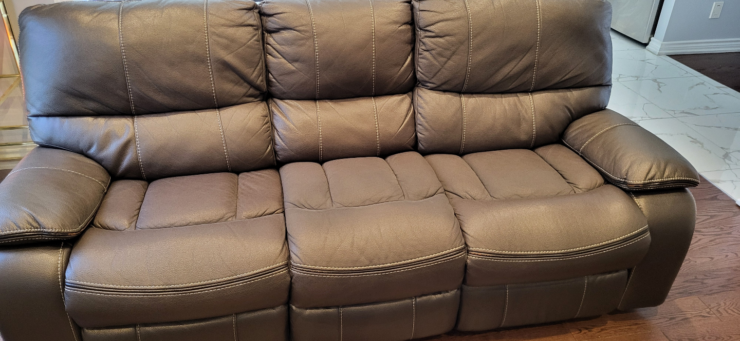 Black Leather Reclining Sofa - photo 4