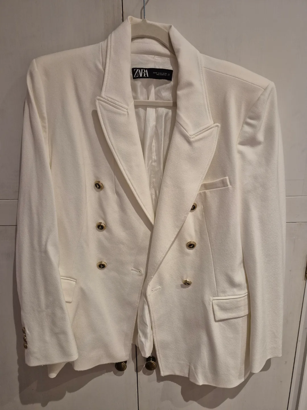 Zara Double-Breasted Blazer - White - Size XL thumbnail
