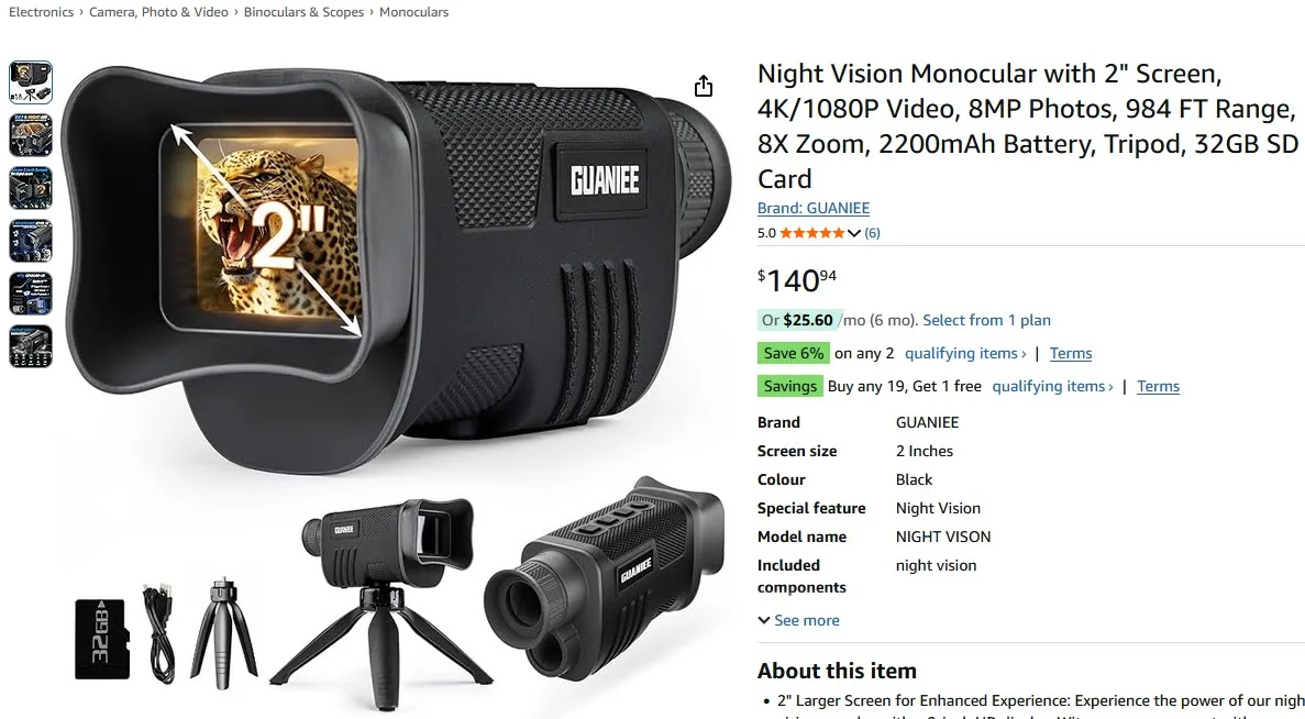 HD Night vision monocular thumbnail