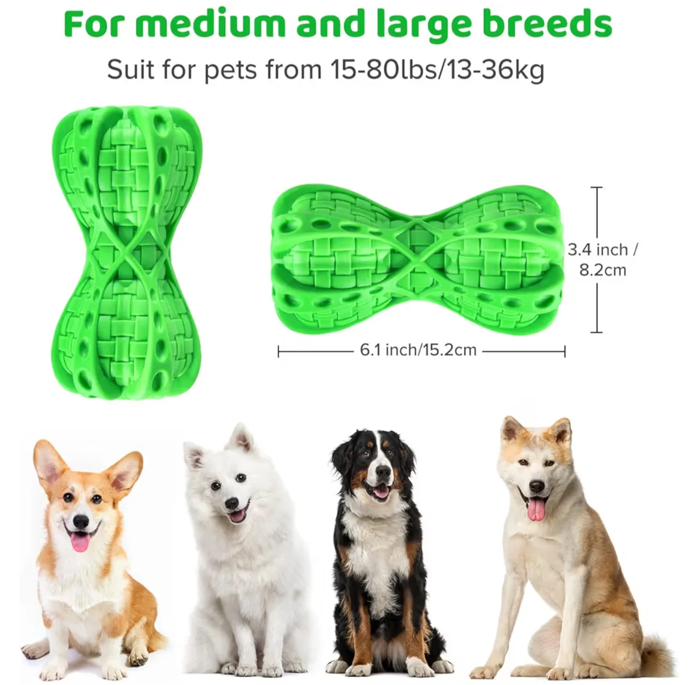 Durable Green Dog Chew Toy for Medium and Large Breeds image indicator(3)