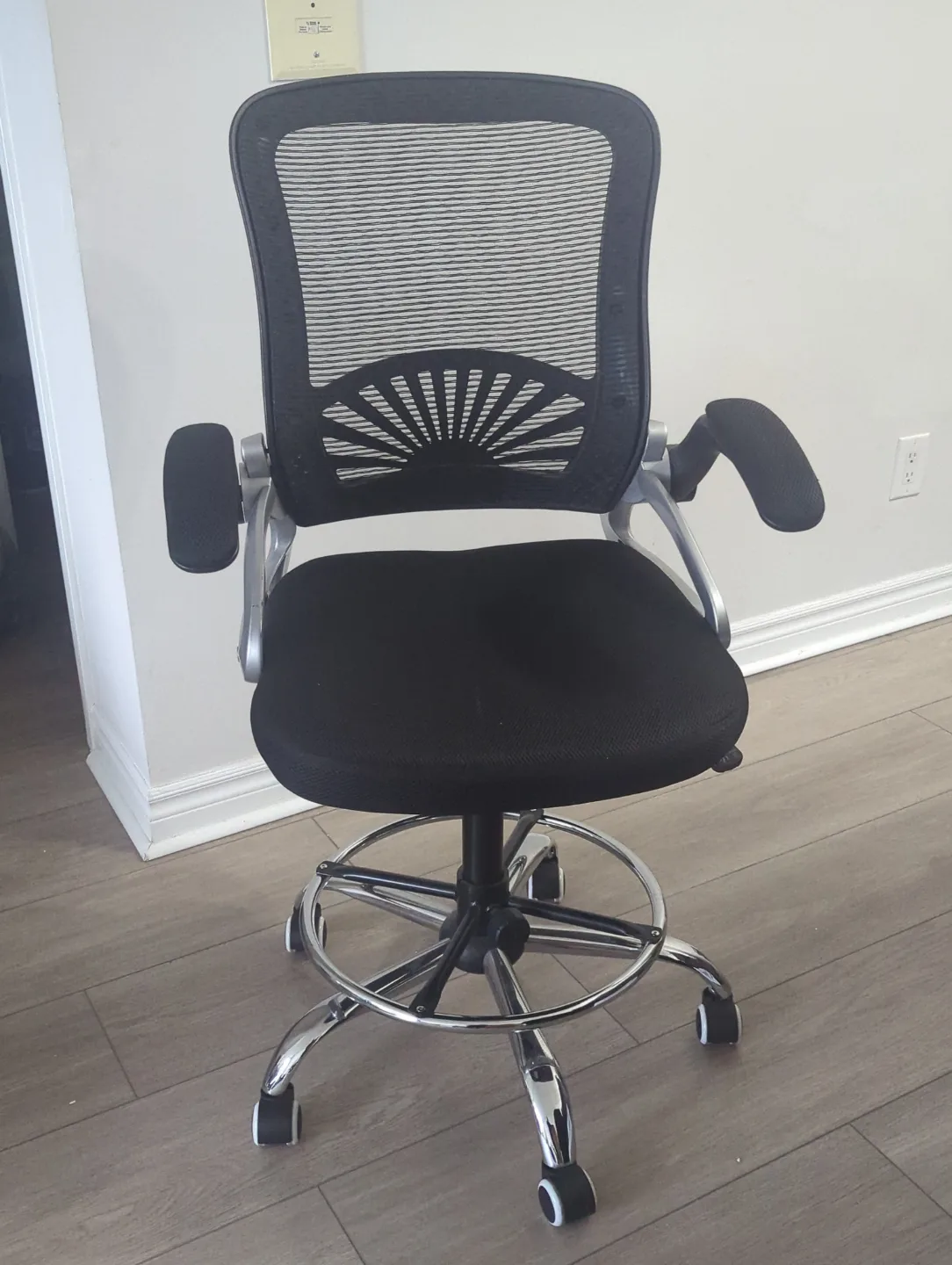 Black Mesh Drafting Chair with Adjustable Height thumbnail