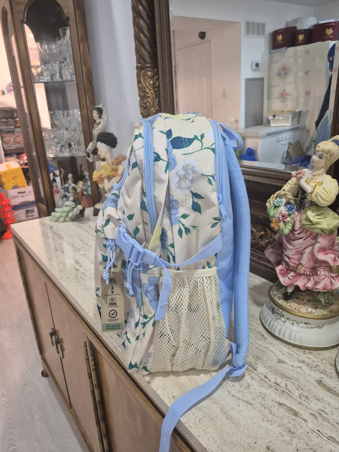 Jansport Floral Backpack - Light Beige and Blue image indicator(3)