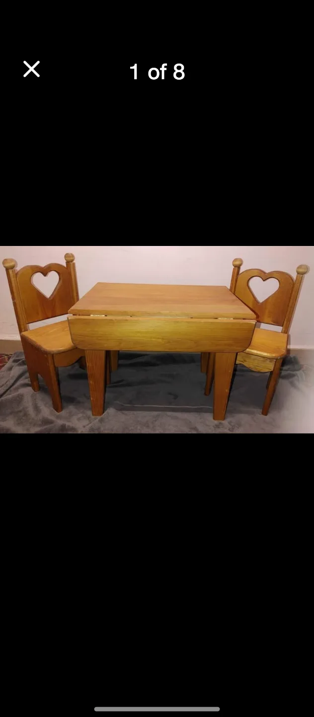 Vintage Wooden Children's DOLL Table and Chairs thumbnail