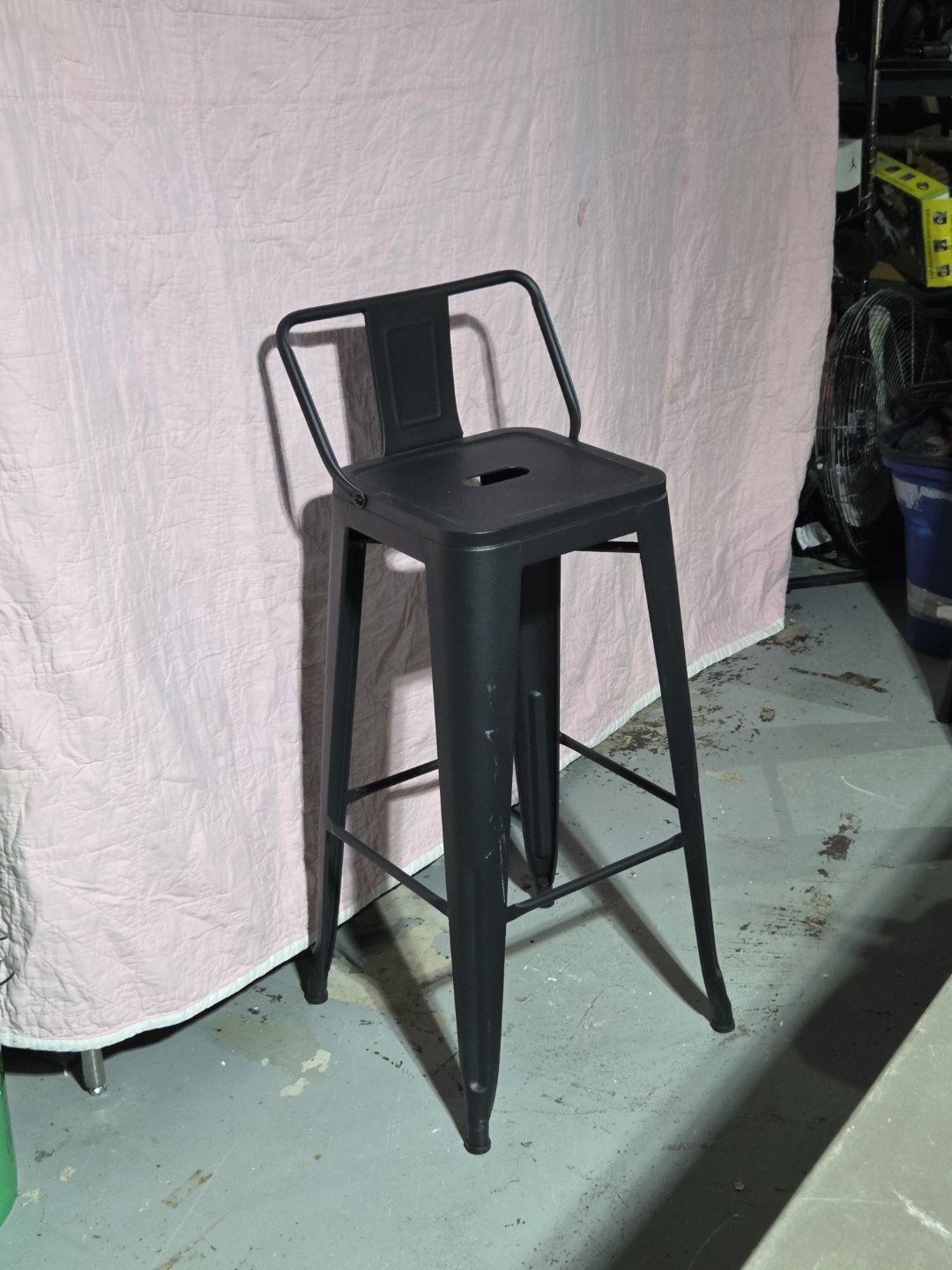 Set of Four Black Metal Bar Stools - photo 2