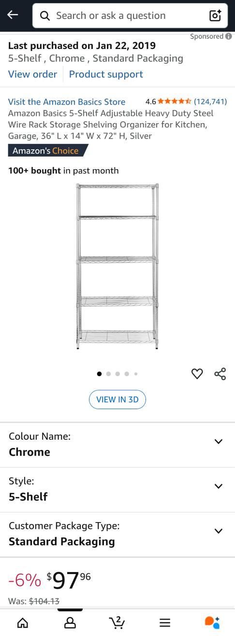 Amazon Basics 5-Shelf Chrome Shelving Unit