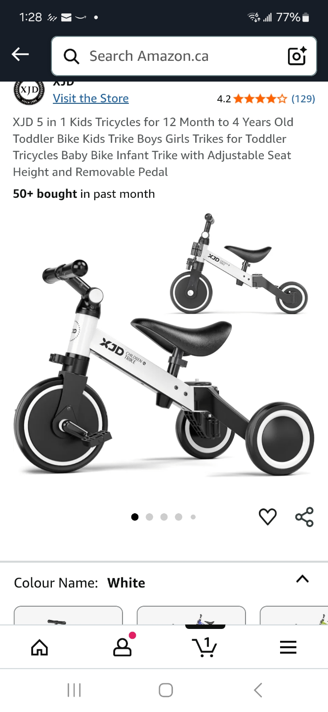 XJD Kids Tricycle - White - photo 2