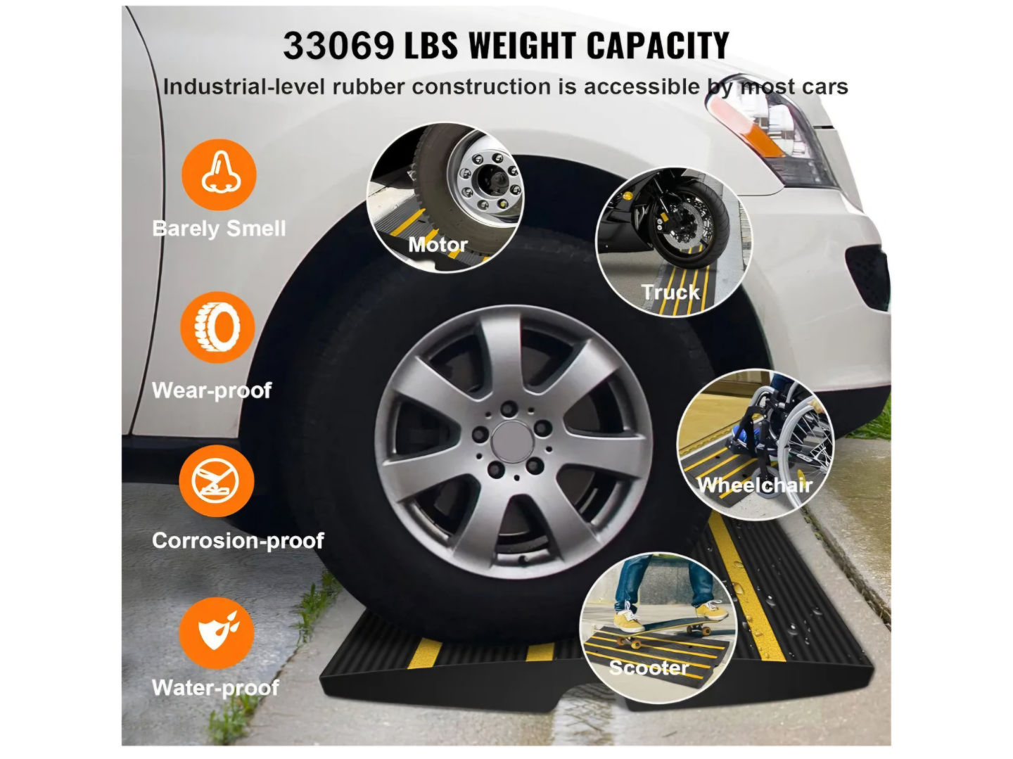Pair of VEVOR Rubber Curb Ramps - 48.4" Long, 16.1" Wide, 21kg - photo 5