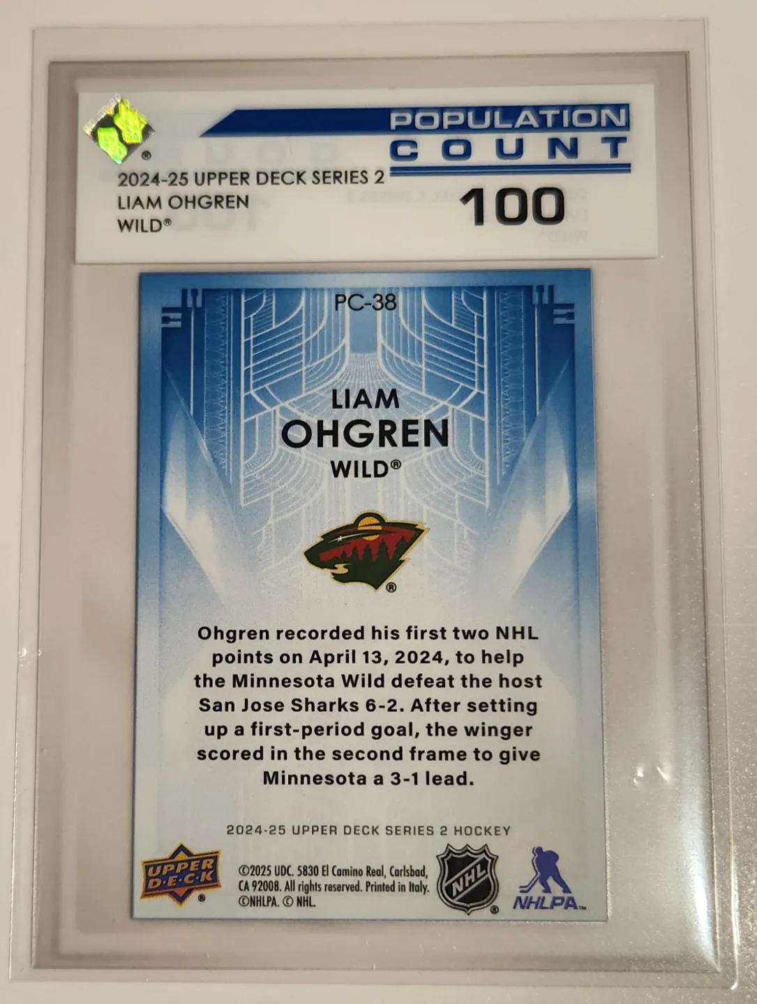 Pick Up Liam Ohgren Rookie Card 100 made - Mint image indicator(2)