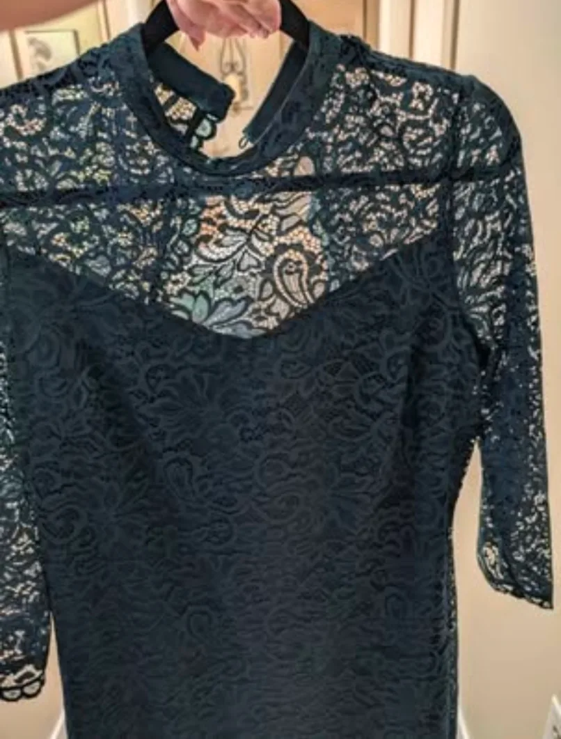 Gorgeous Dark Green Lace Dress image indicator(2)