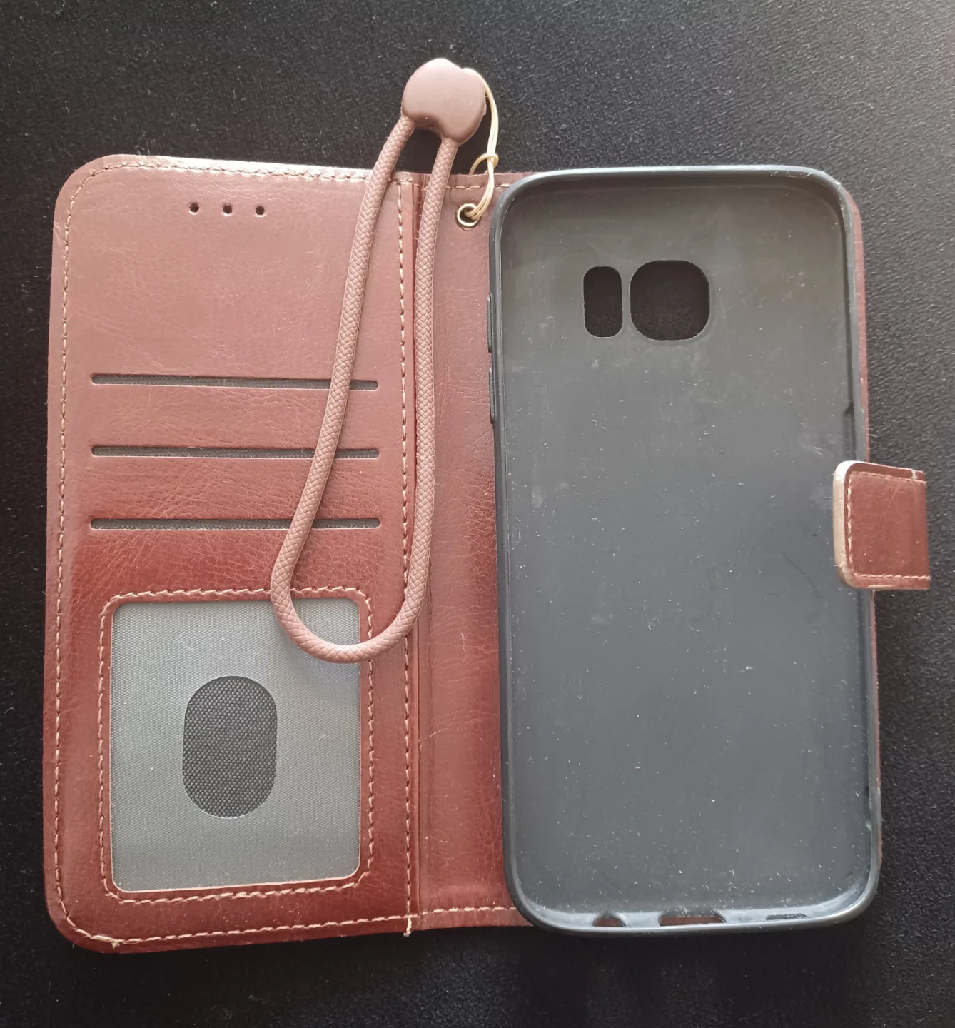 Samsung Galaxy S6 Brown Leather Wallet Phone Case image indicator(2)