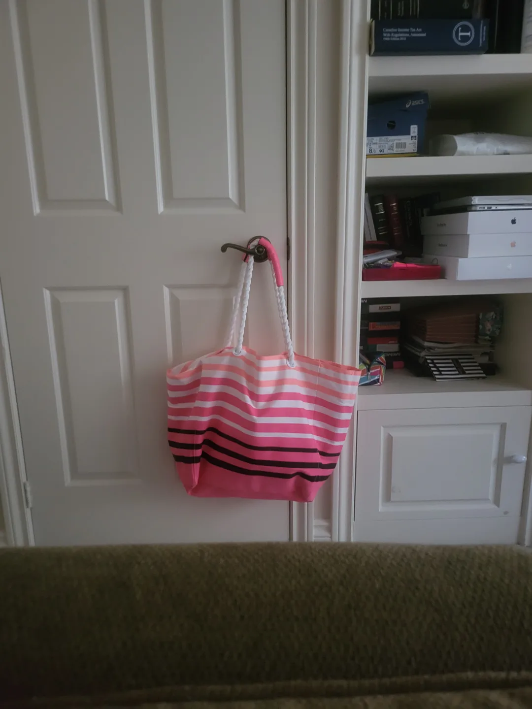 Pink and White Striped Tote Bag Victoria secret thumbnail