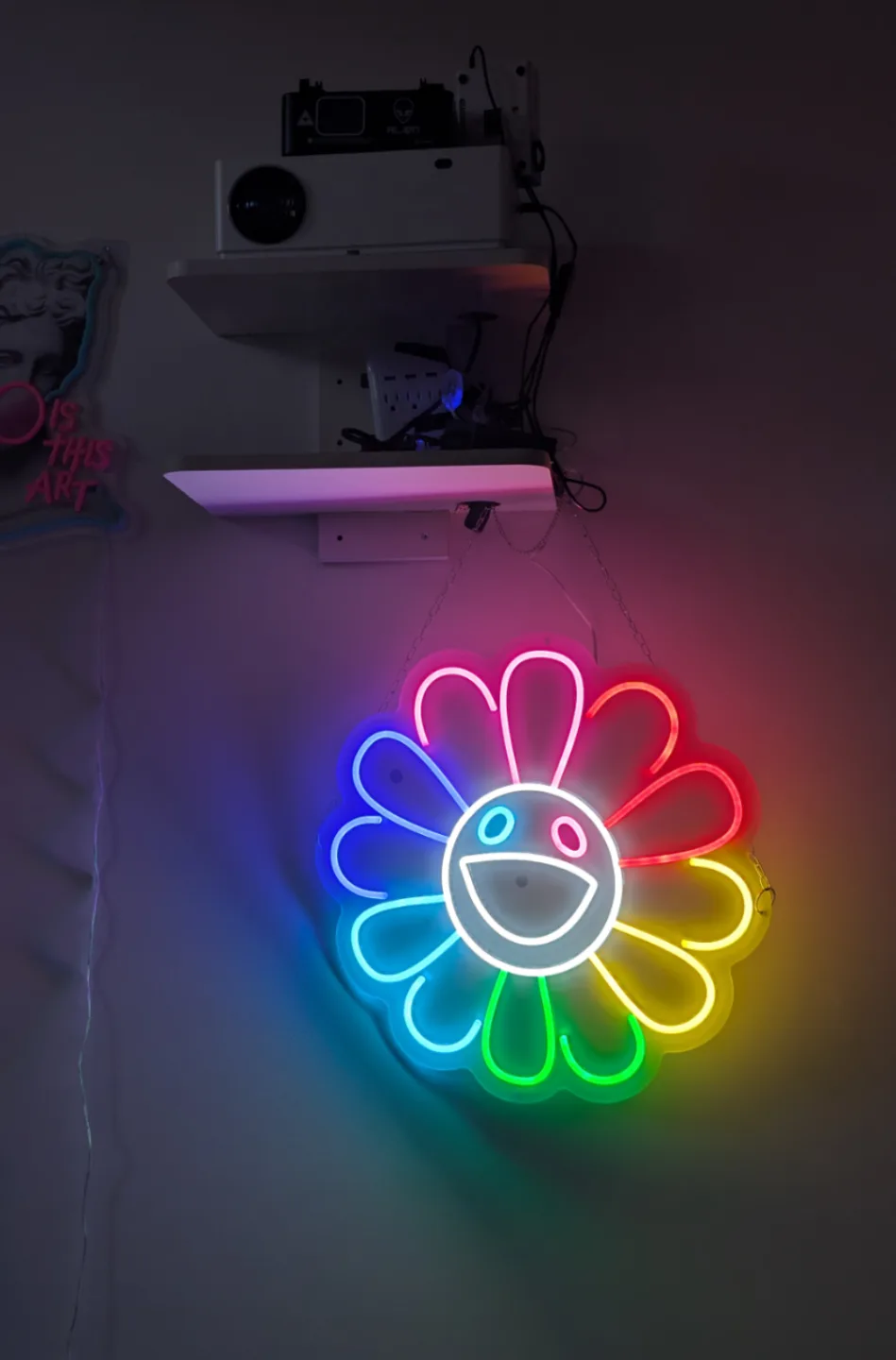 Multicoloured LED Neon Flower Wall Decor 50cm x50cm image indicator(2)