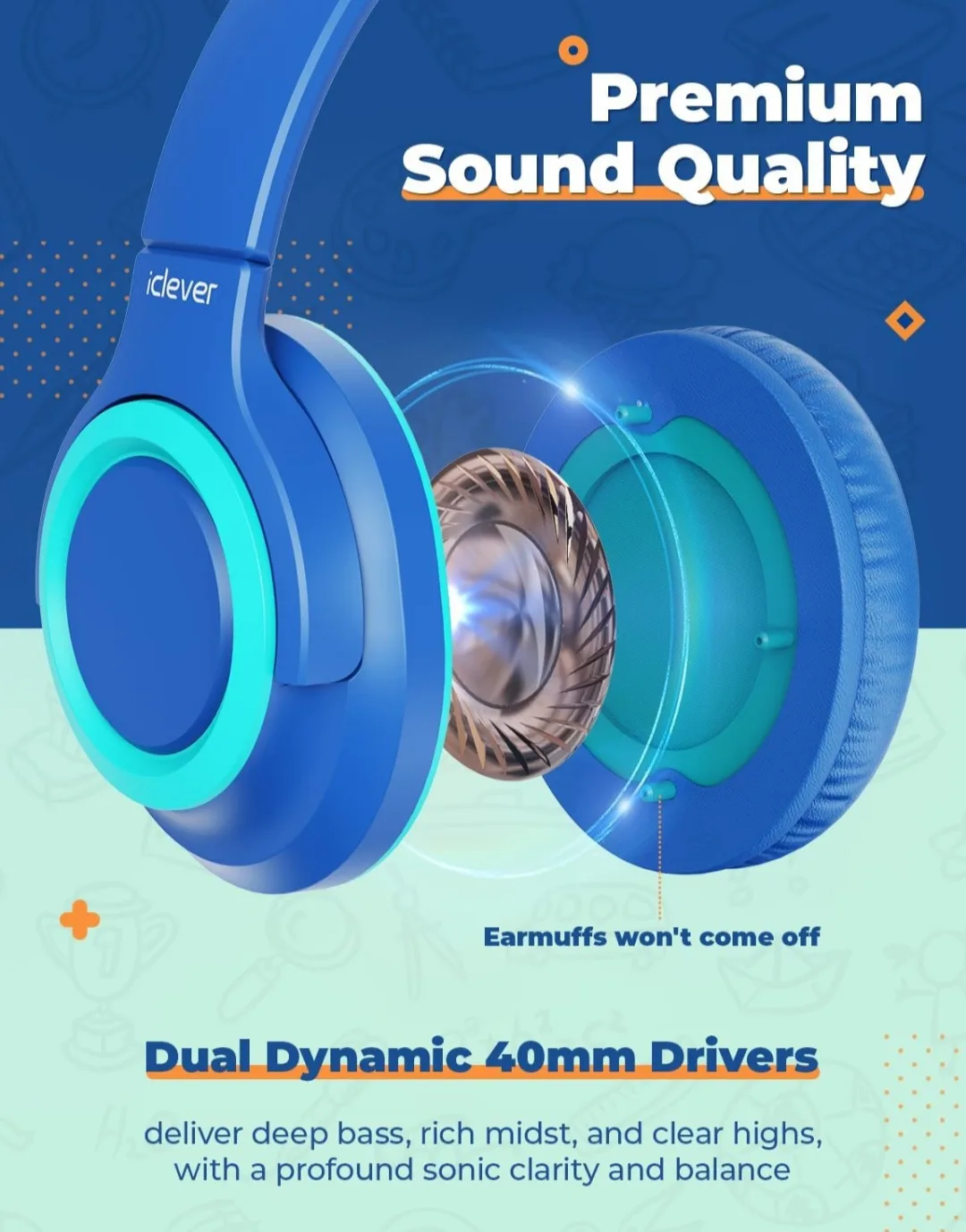 iClever Kids Headphones - Two pairs thumbnail