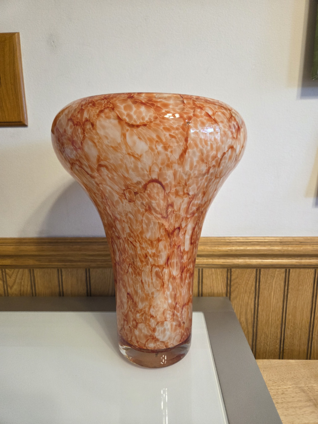 Orange and White Glass Vase