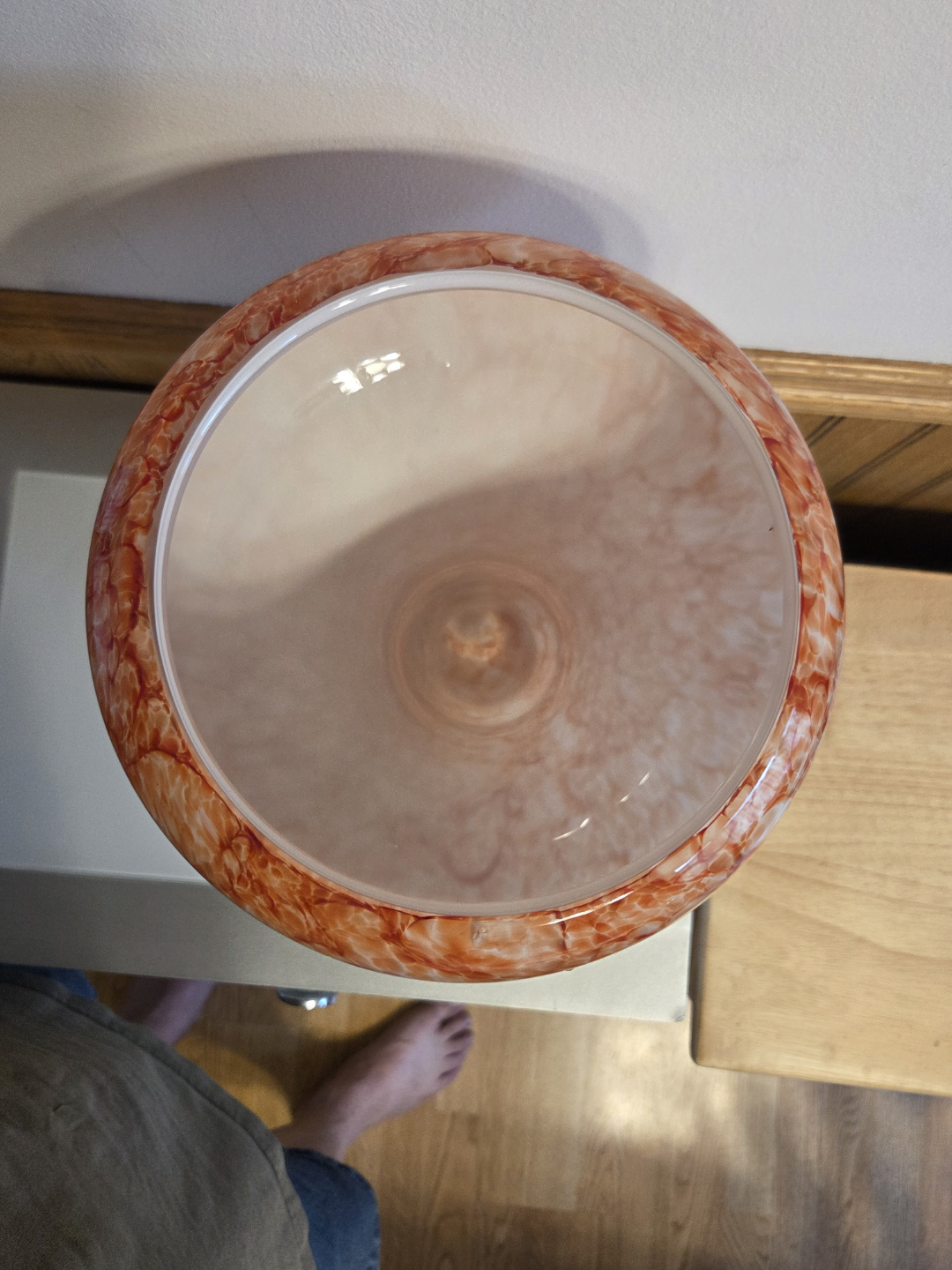 Orange and White Glass Vase - photo 3