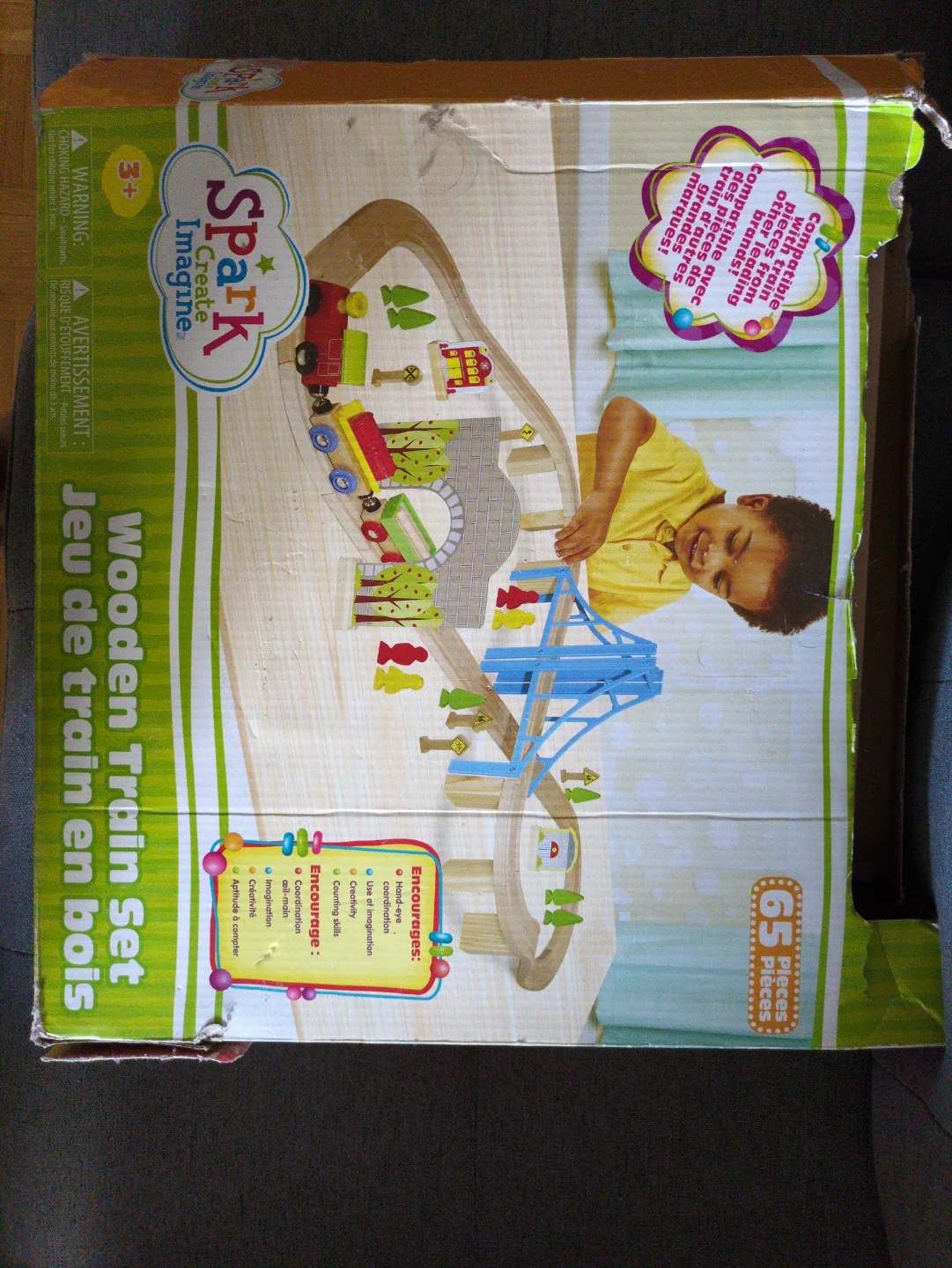 Spark Create Imagine Wooden Train Set - 65 Pieces thumbnail