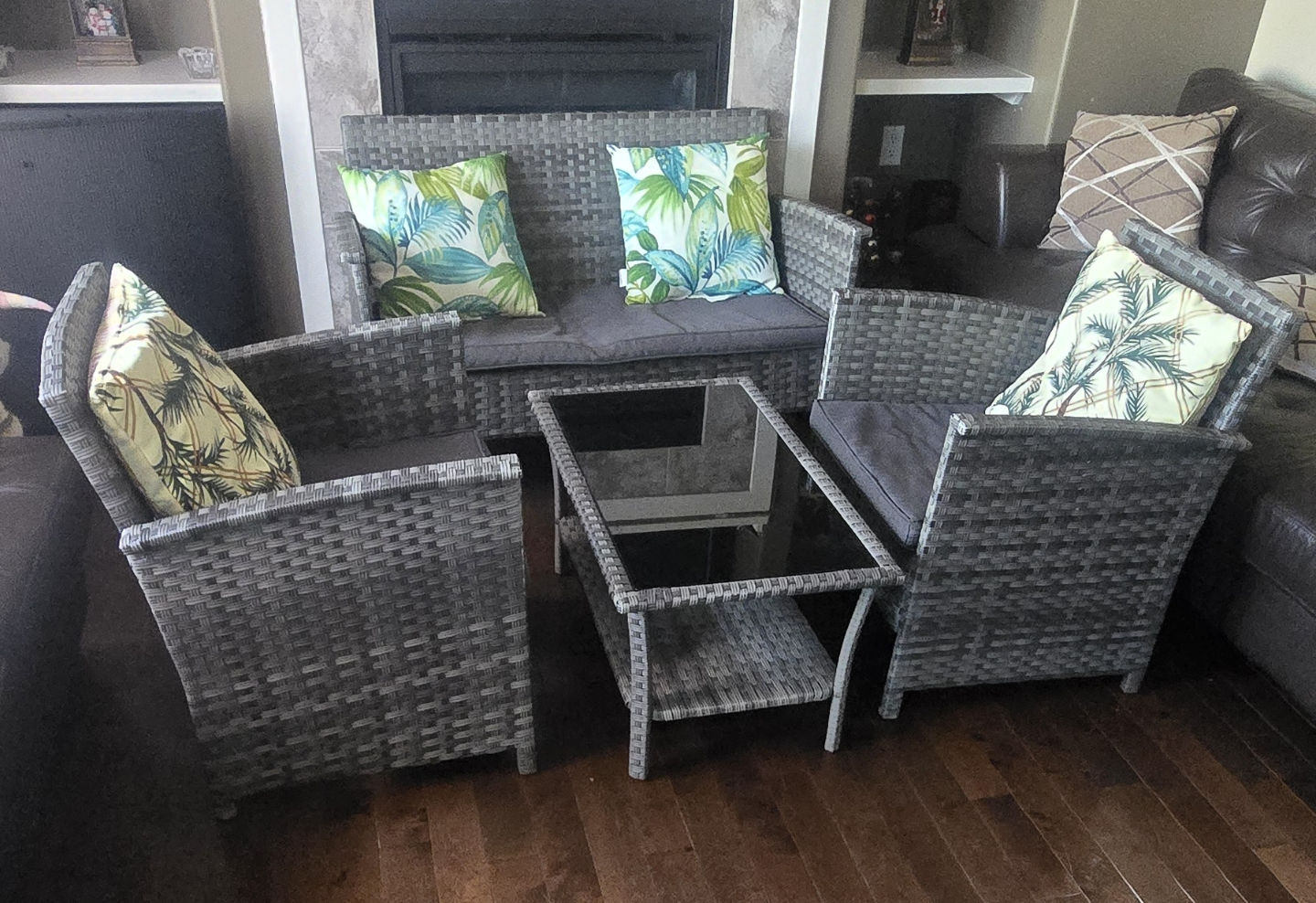 4-Piece Wicker Patio Set with Cushions