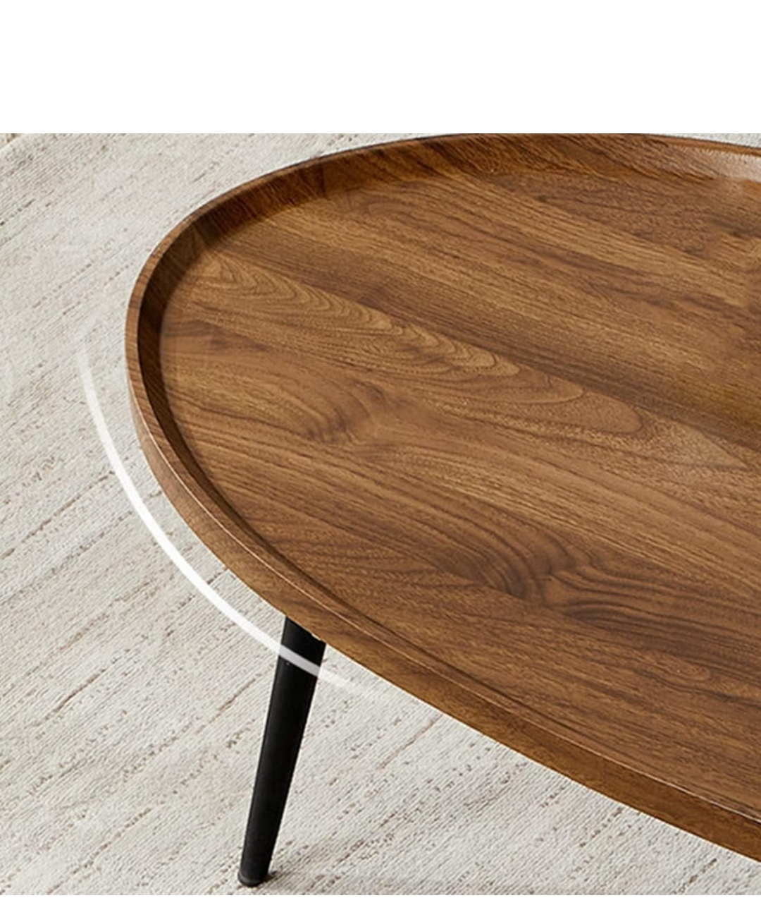 Oval Wood Coffee Table with Black Legs - photo 5