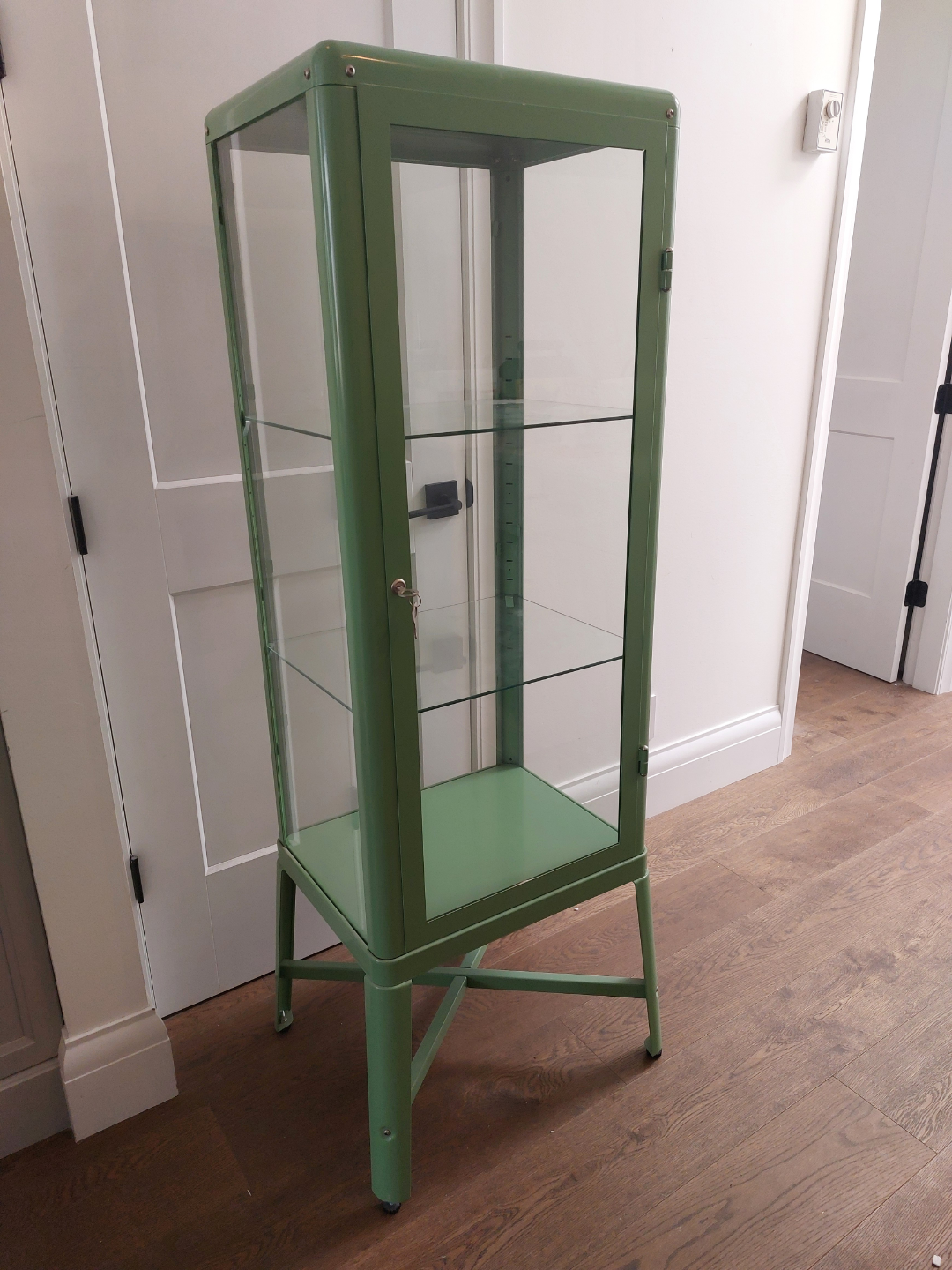 Metal and glass curio display cabinet