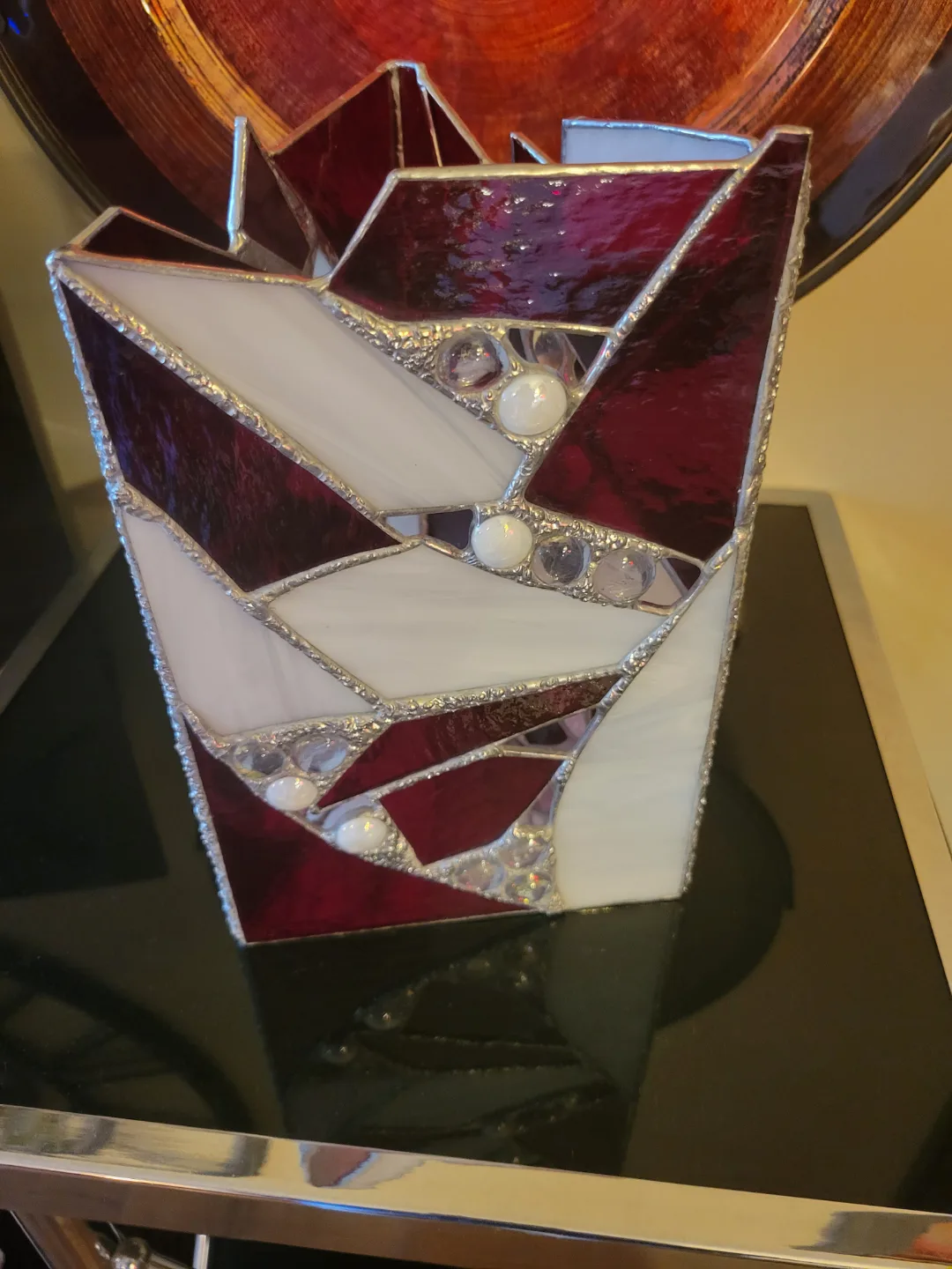 Stained Glass Candle Holder with mirrored bottom image indicator(4)