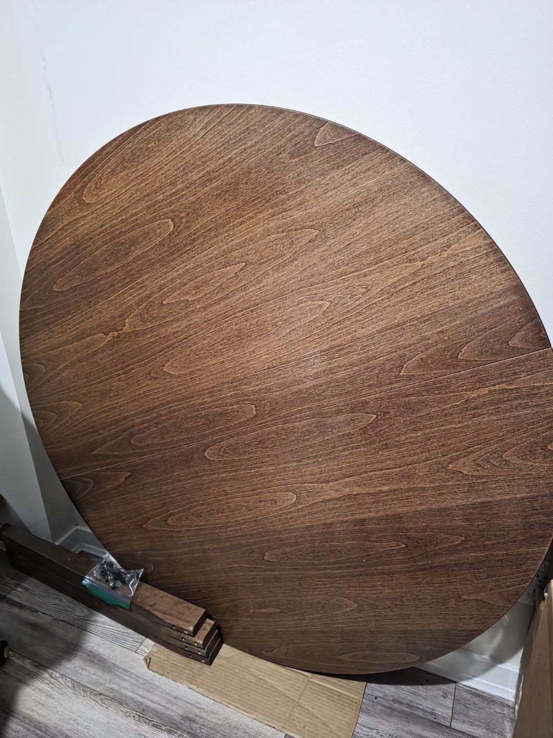 Round Wooden Drop-Leaf Dining Table