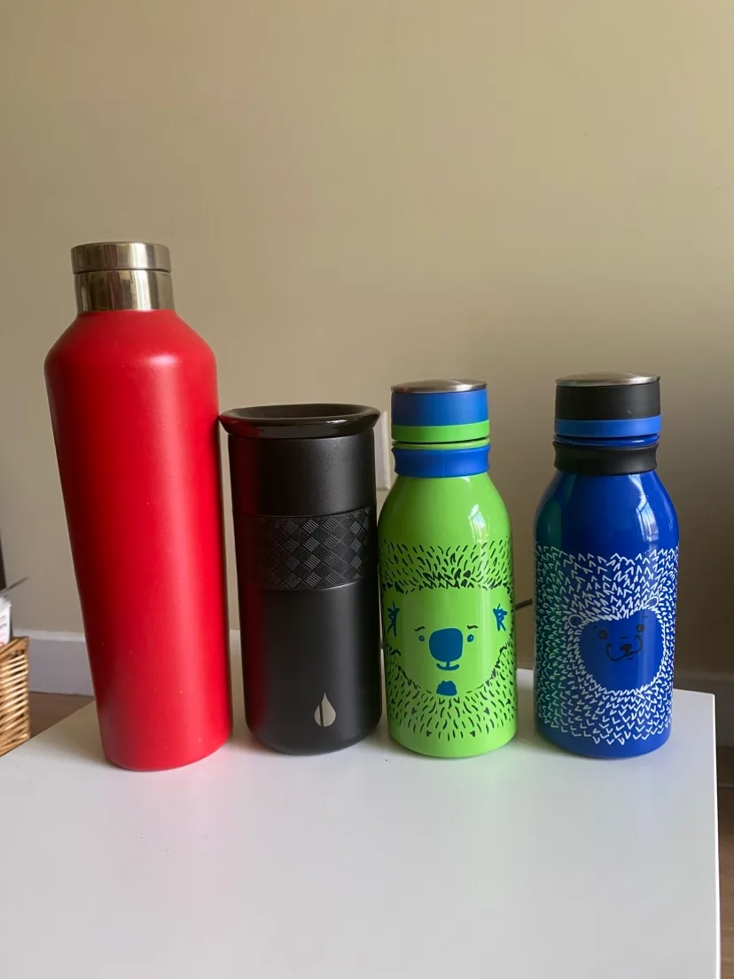 Four Insulated Bottles - Red, Black, Green, Blue thumbnail