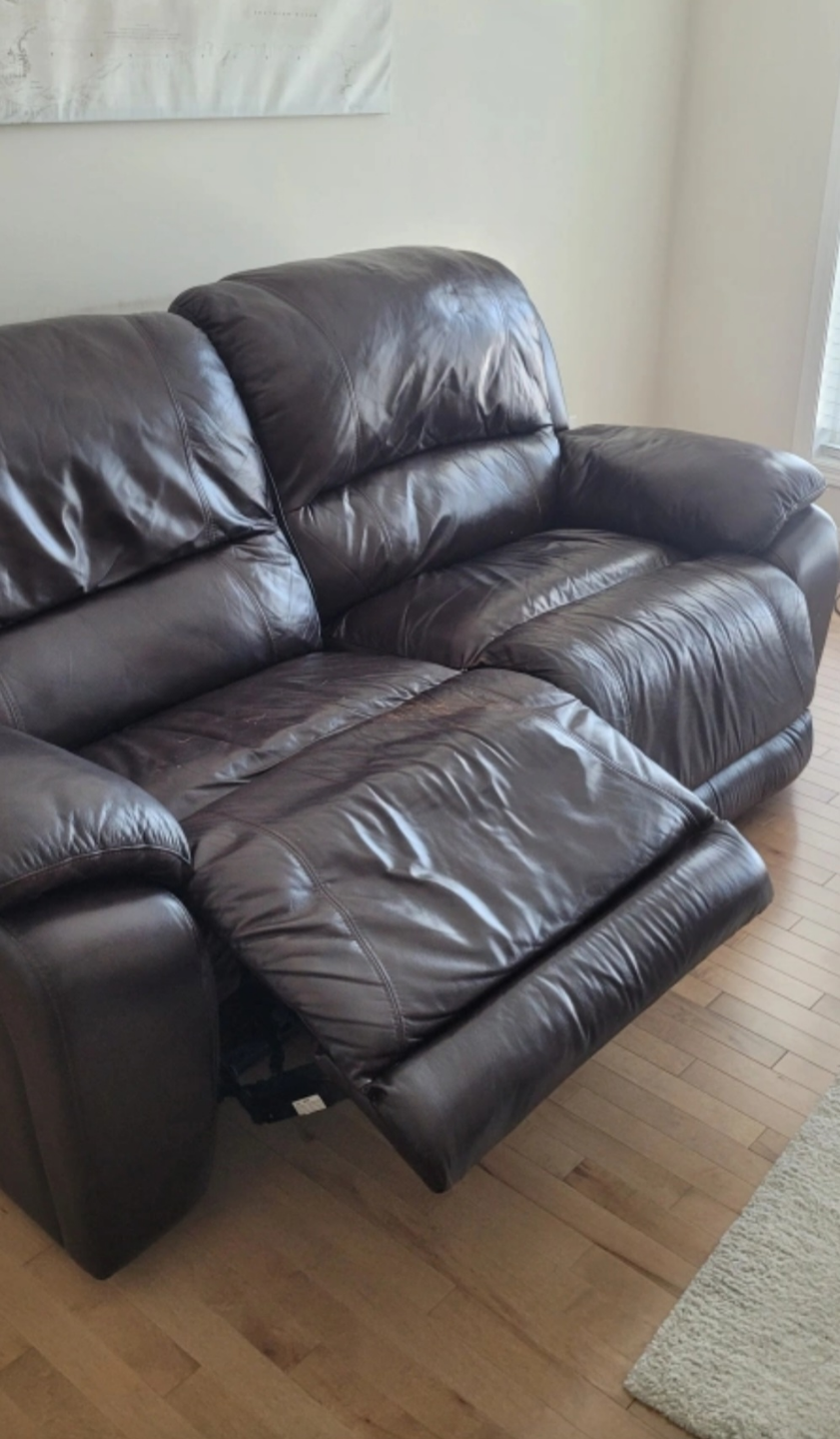 Brown Leather Recliner Sofa - photo 4