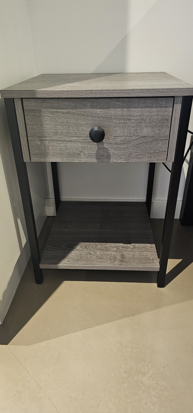 Grey Nightstand with Black Metal Legs - photo 2