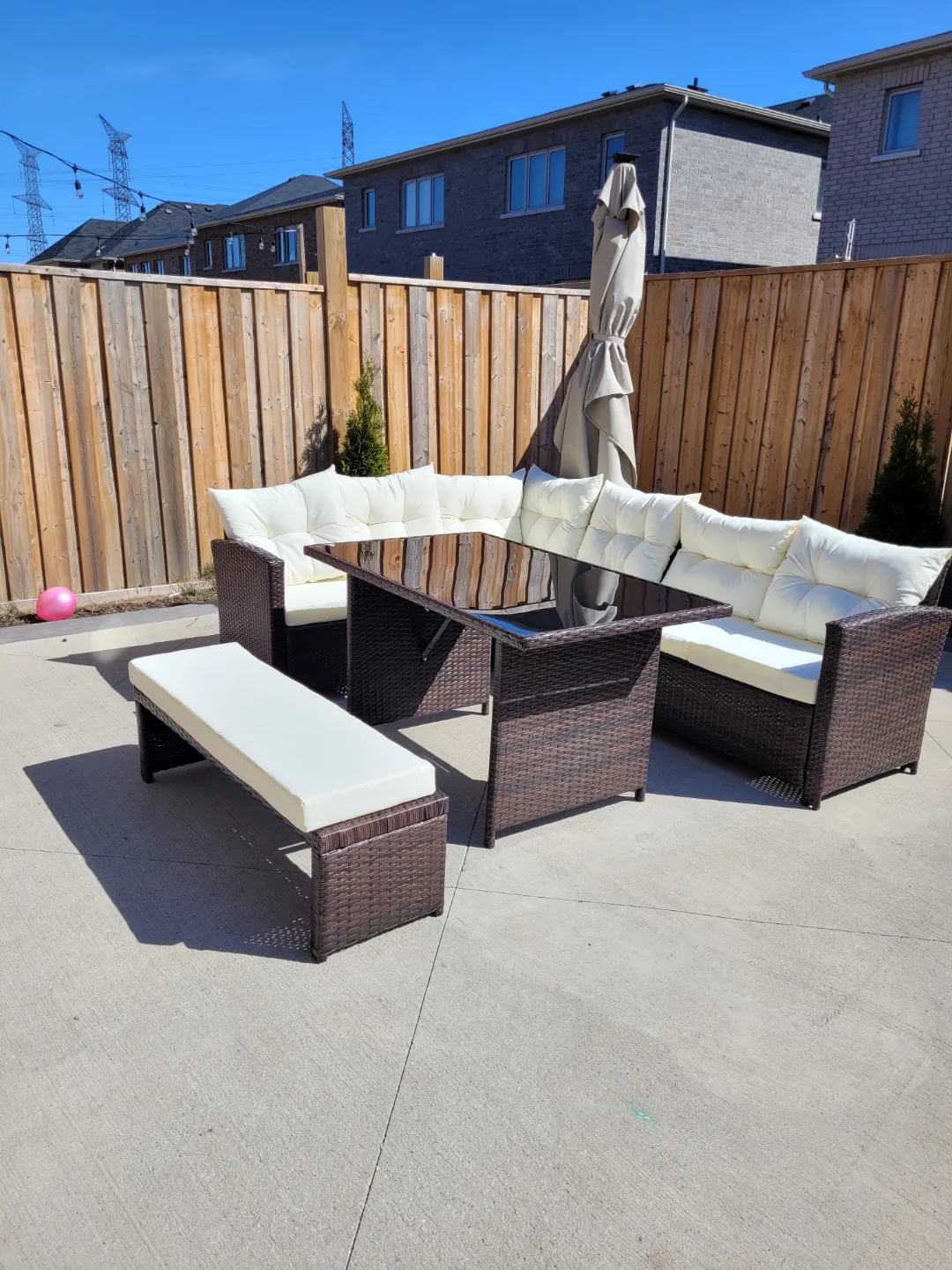 Wicker Patio Set with Cushions and Table thumbnail