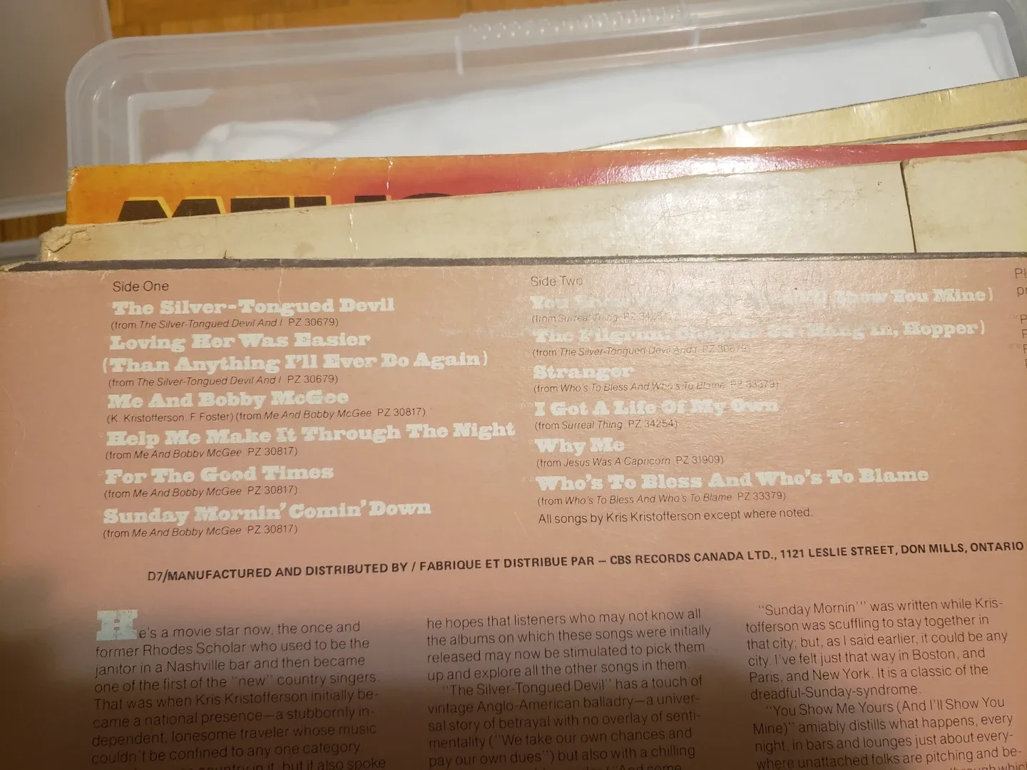Songs Of Kris Kristofferson Vinyl Record image indicator(3)