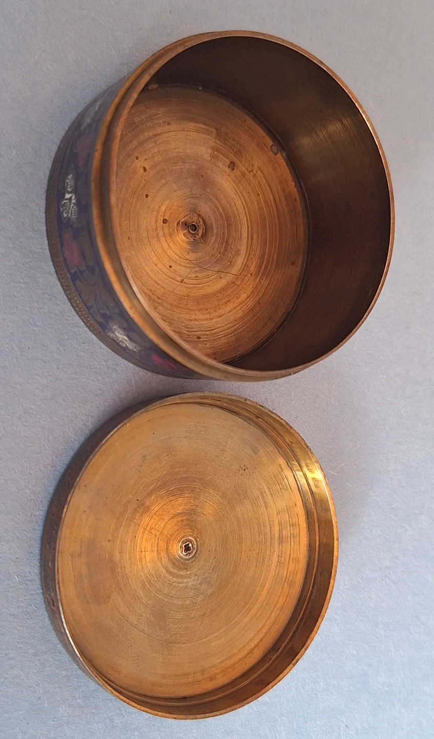 Vintage Brass Trinket Pill  Box with Floral Design image indicator(5)