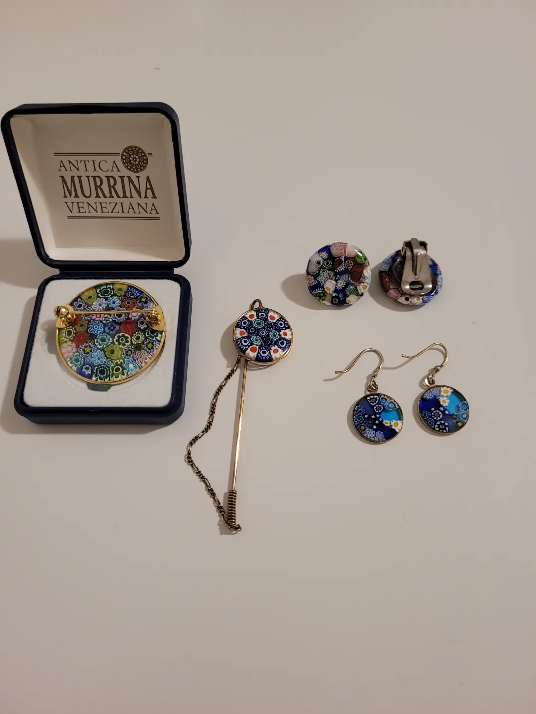 VINTAGE ANTICA MURRINA Veneziana Brooch, Earrings Set from 80's image indicator(6)