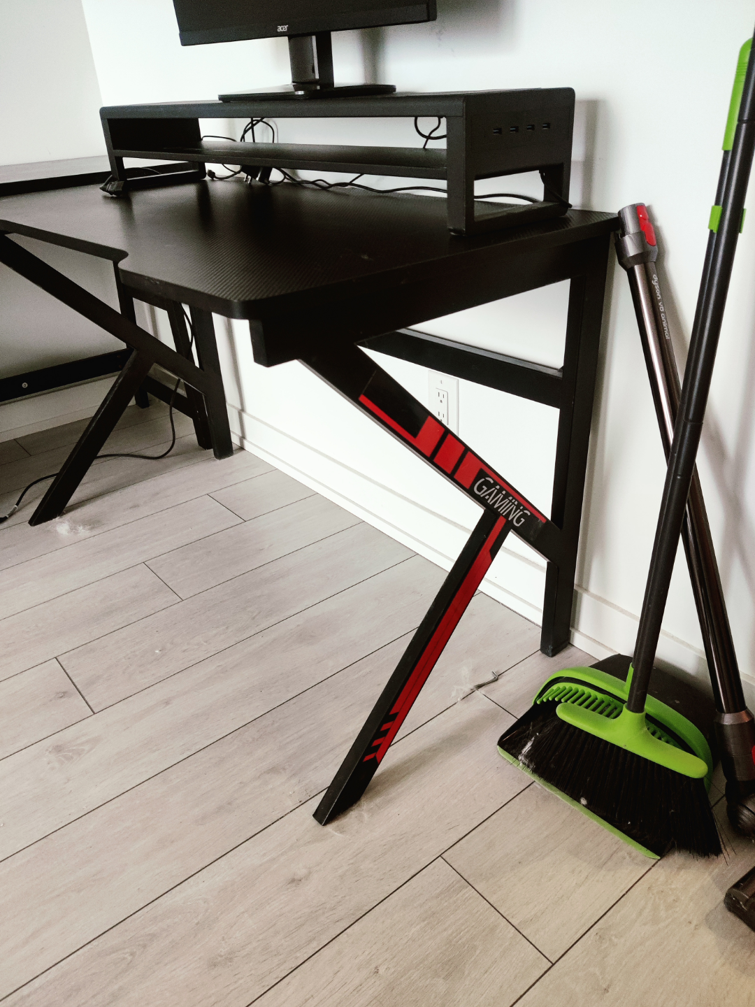 Gaming Desk - Black with Red Accents