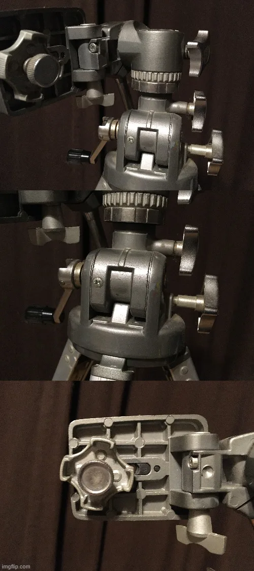 Vintage Camera Tripod with Pan Head silver 28-08-40 A Japan image indicator(3)